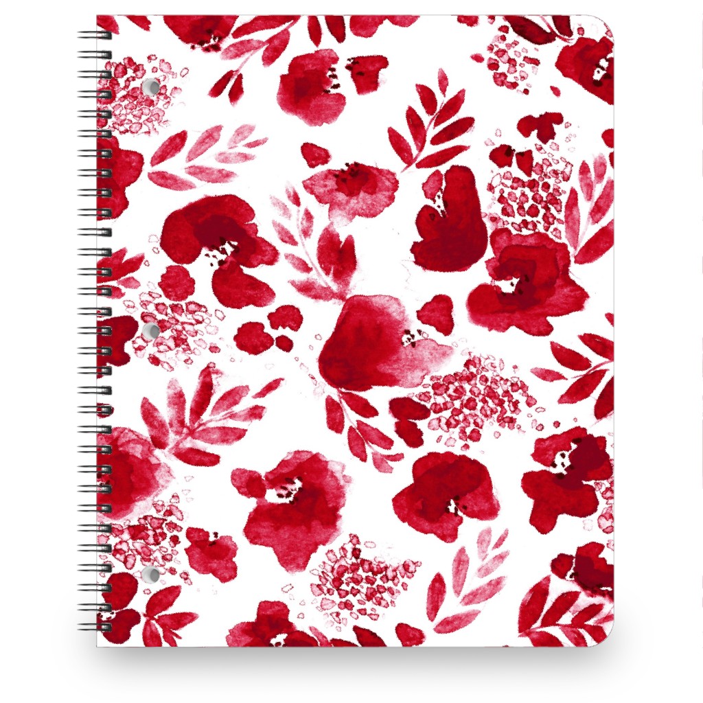 Floret Floral - Red Notebook, 8.5x11, Red, Red