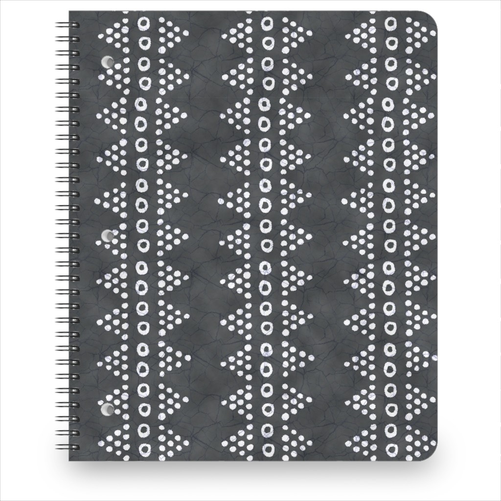 Batik Triangle Stripe - Earth Smoke Notebook, 8.5x11, Gray, Gray