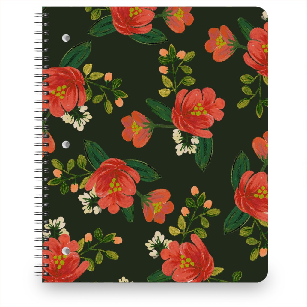 Holiday Floral Notebook, 8.5x11, Green, Classic Green
