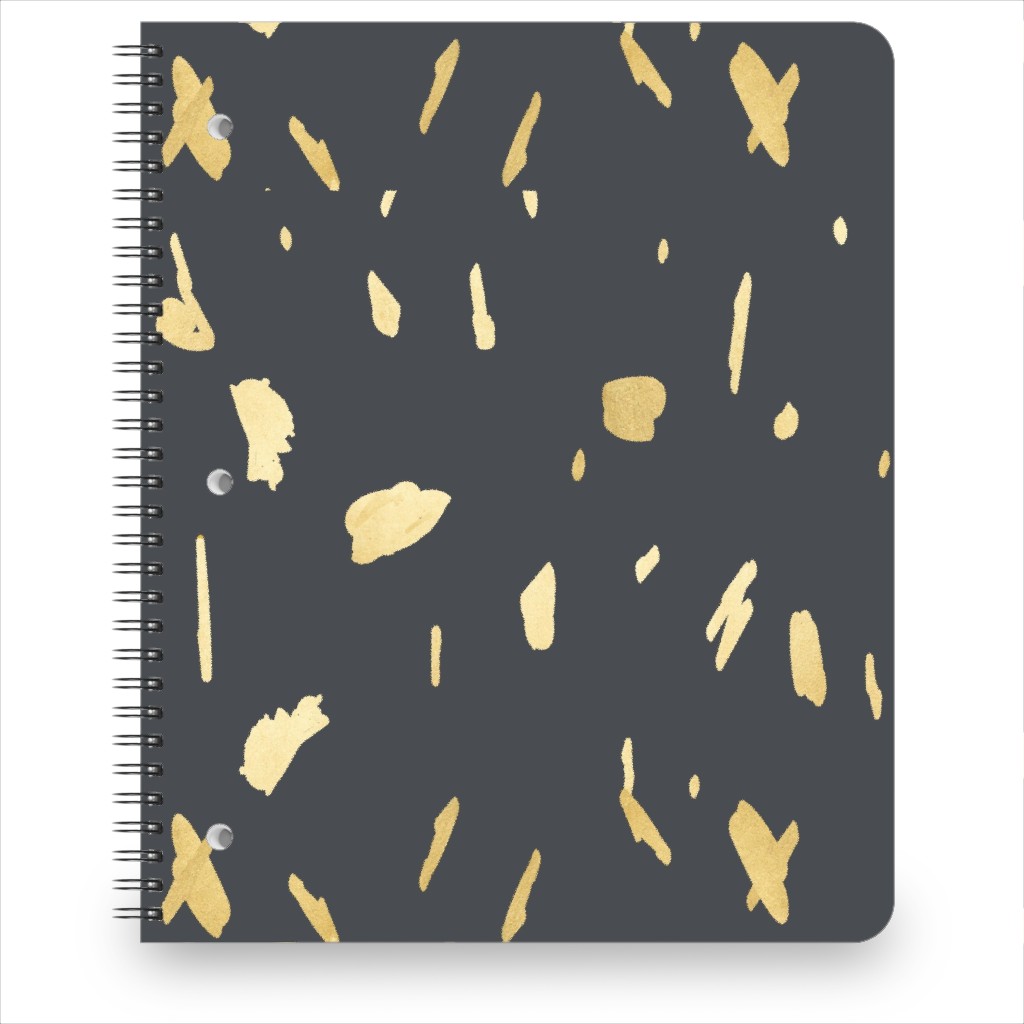 Blobs - Gold on Charcoal Notebook, 8.5x11, Gray