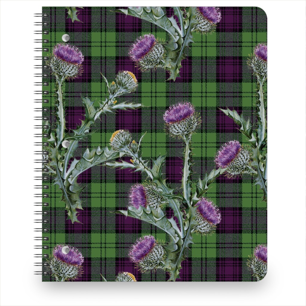 Feochadan Tartan - Green and Purple Notebook, 8.5x11, Green, Classic Green