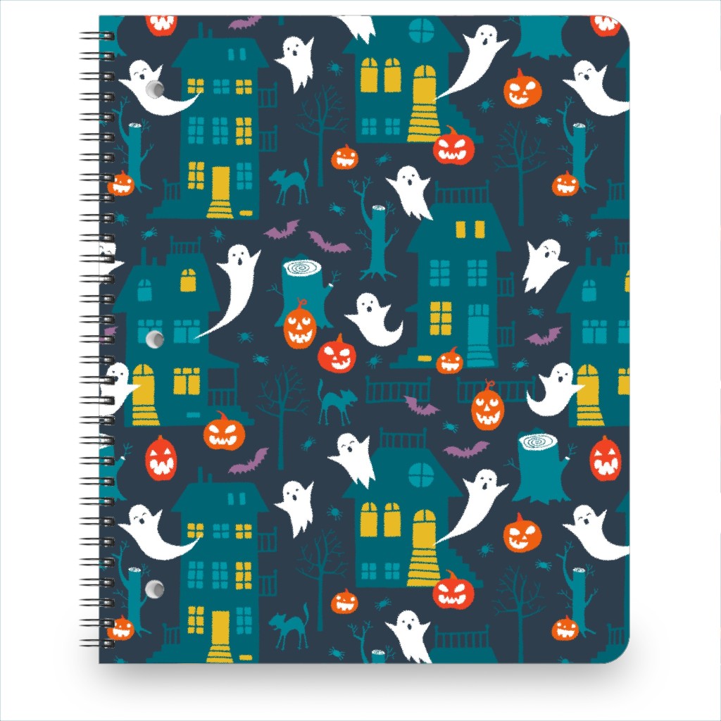 Haunted Halloween Houses - Multi Notebook, 8.5x11, Multicolor