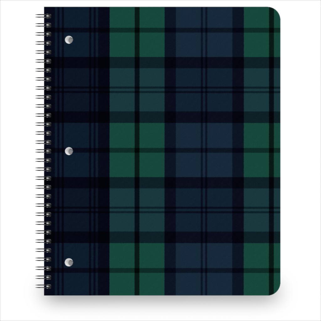 Dark Green Plaid Notebook, 8.5x11, Green, Classic Green
