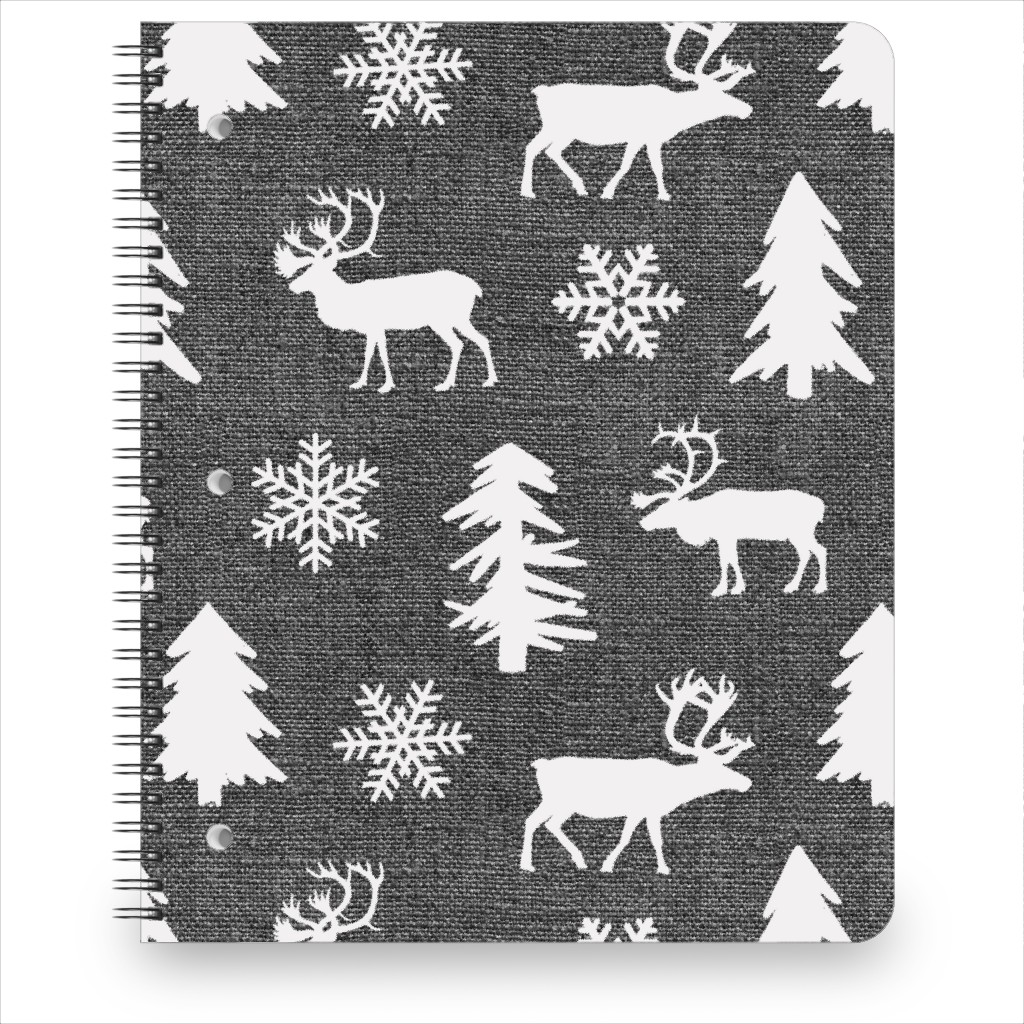 Winter Forest on Canvas Notebook, 8.5x11, Gray