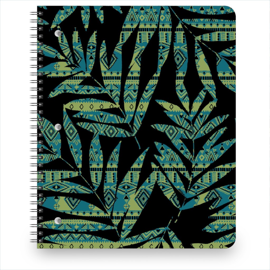 Patterned Palm - Dark Notebook, 8.5x11, Black