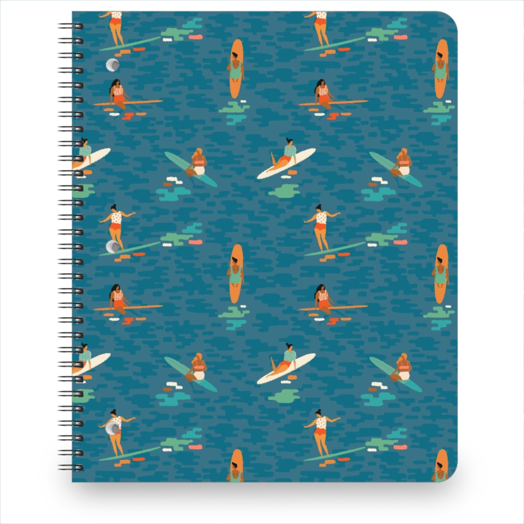Surf Goddess - Multicolor Notebook, 8.5x11, Blue