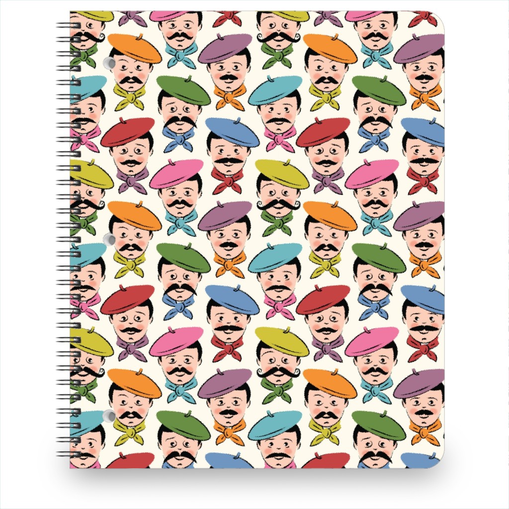 Men With Mustaches and Bandanas - Multi Notebook, 8.5x11, Multicolor