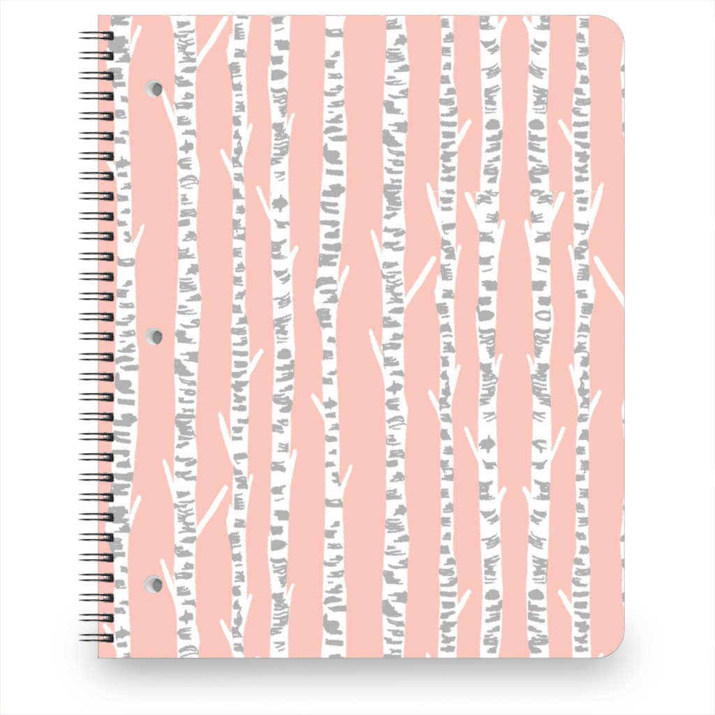 Birch Tree - Pink Notebook, 8.5x11, Pink, Bright Pink