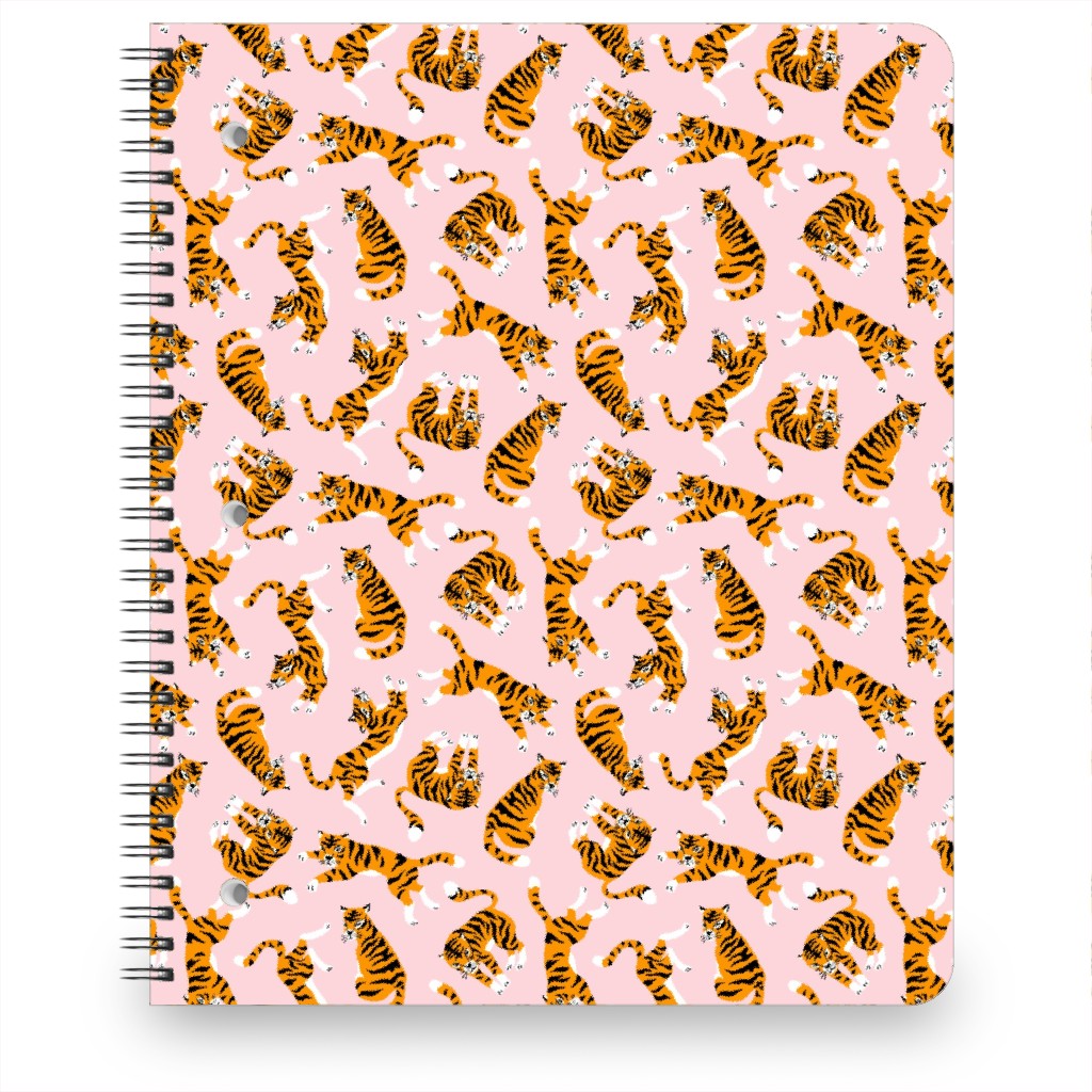 Tigers on Pink Backround Notebook, 8.5x11, Pink