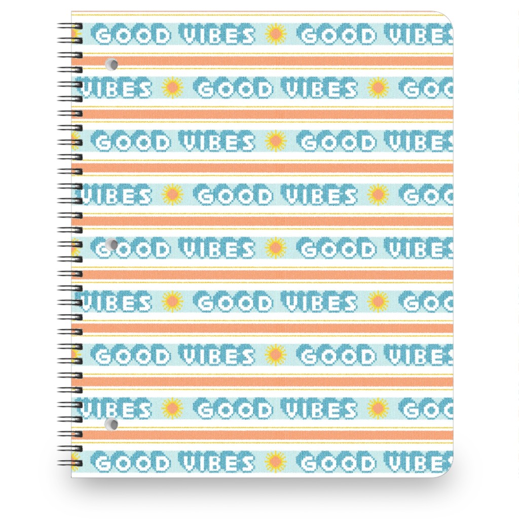 Good Vibes Vintage Typography Notebook, 8.5x11, Orange