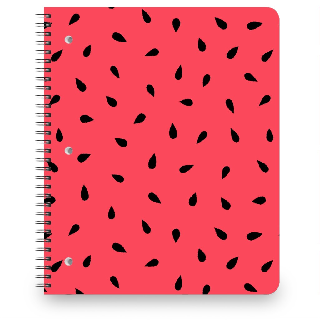 Watermelon Fruit Seeds Notebook, 8.5x11, Red, Red