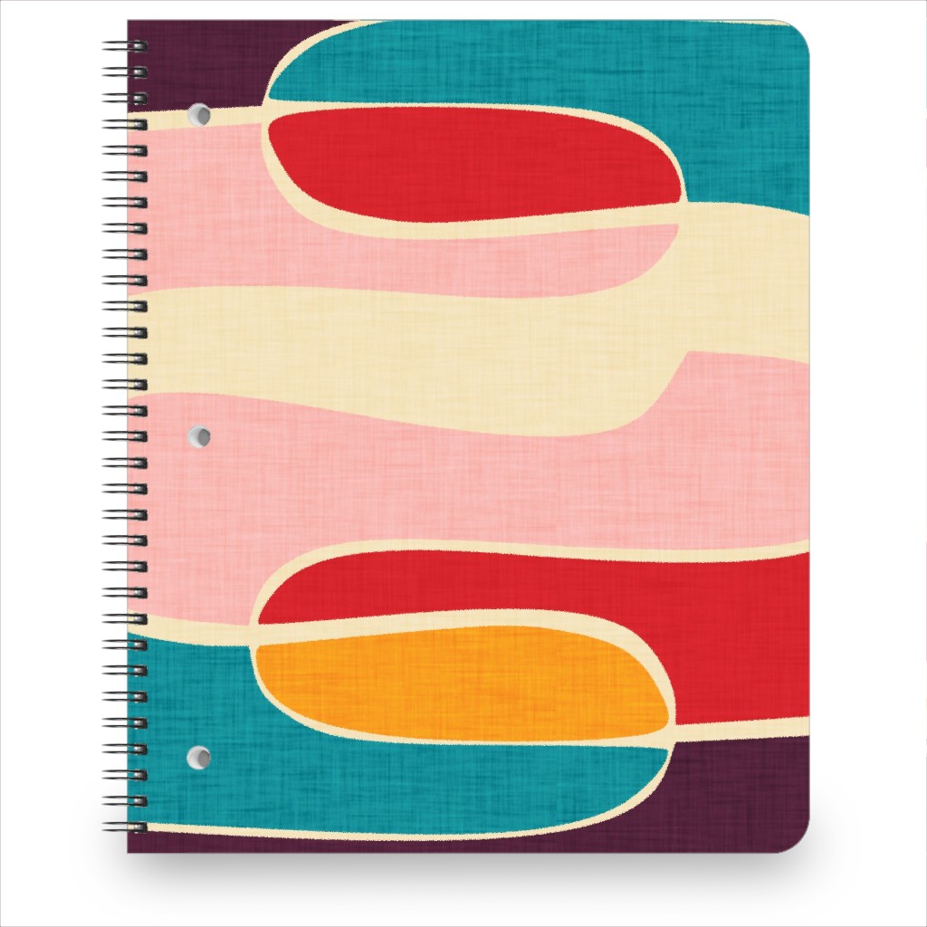 Mid Century Mod Retro Waves - Multi Notebook, 8.5x11, Multicolor