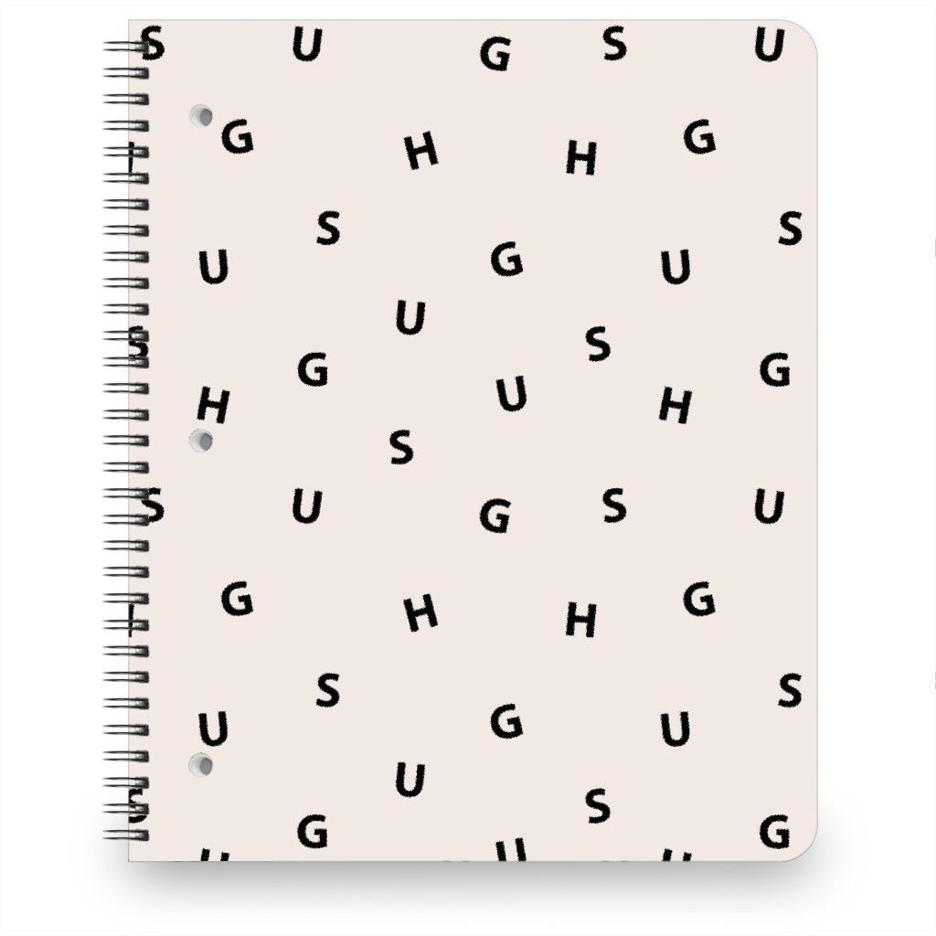 Sweet Hugs Typography - Pale Nude Notebook, 8.5x11, Beige