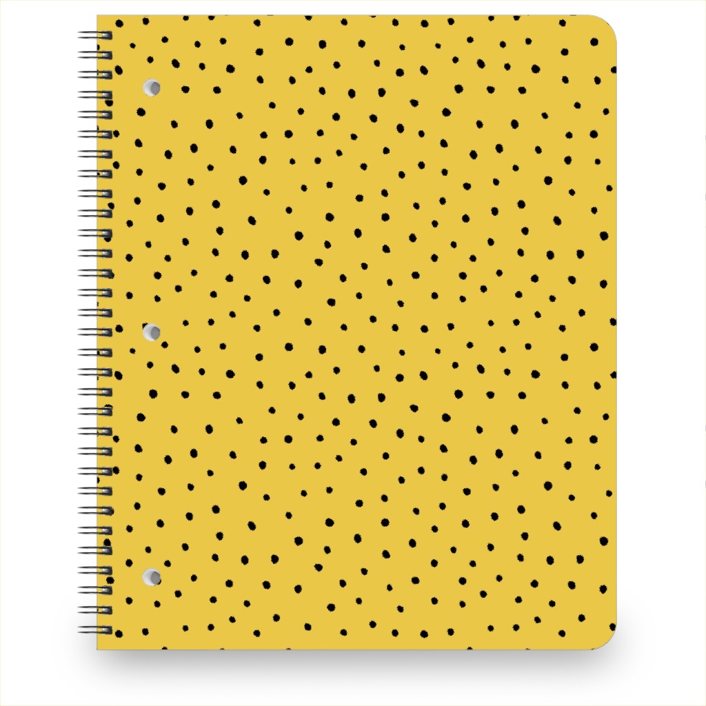 Minimal Dots - Abstract Rain Drops - Black and Yellow Notebook, 8.5x11, Yellow
