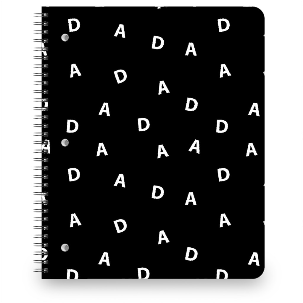 Sweet Dad Typography - Black and White Notebook, 8.5x11, Black
