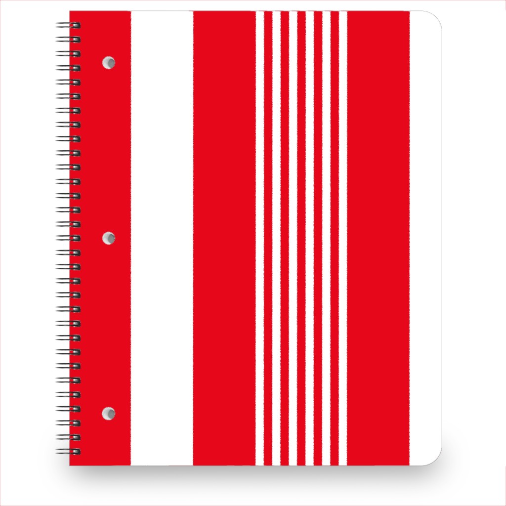 Turkish Stripes Vertical- Canada Day - Red and White Notebook, 8.5x11, Red, Red