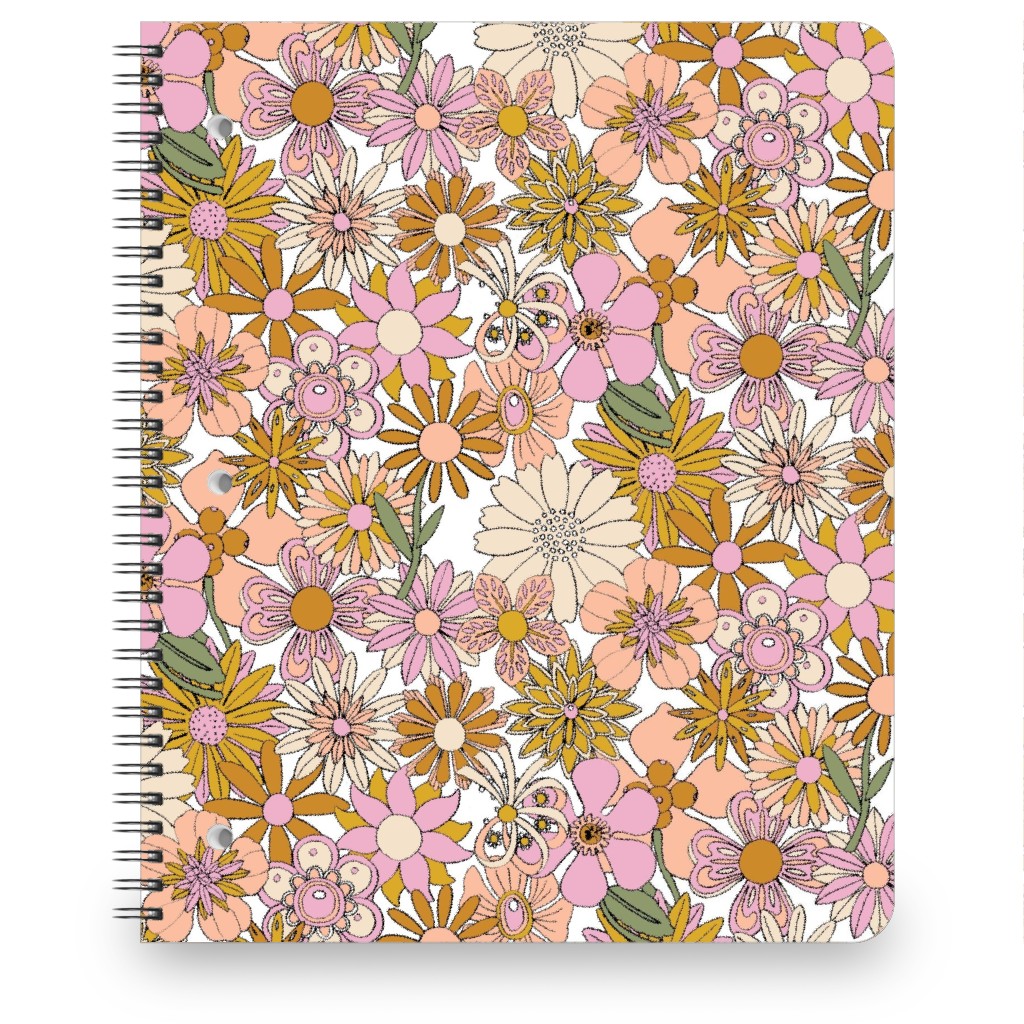 Chelsea Vintage Floral Garden - Pink Notebook, 8.5x11, Pink, Bright Pink