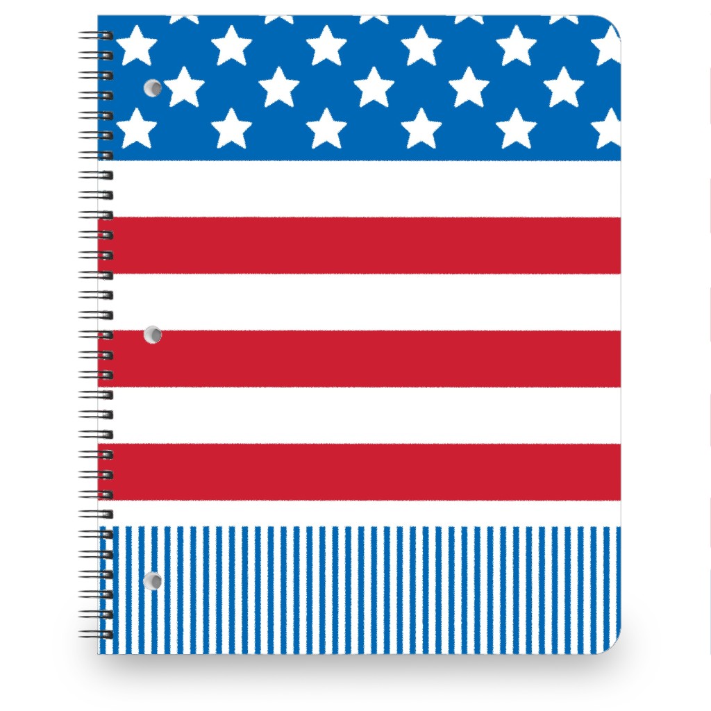 American Flag - Red, White and Royal Blue Notebook, 8.5x11, Blue