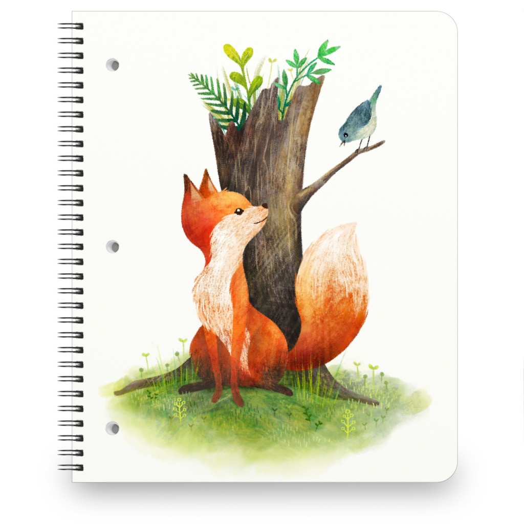 Fox and Bird - Multi Notebook, 8.5x11, Multicolor