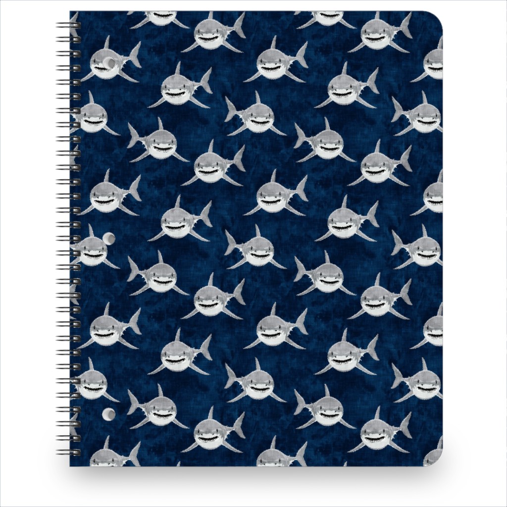 Great White Sharks - Blue Notebook, 8.5x11, Blue, True Blue