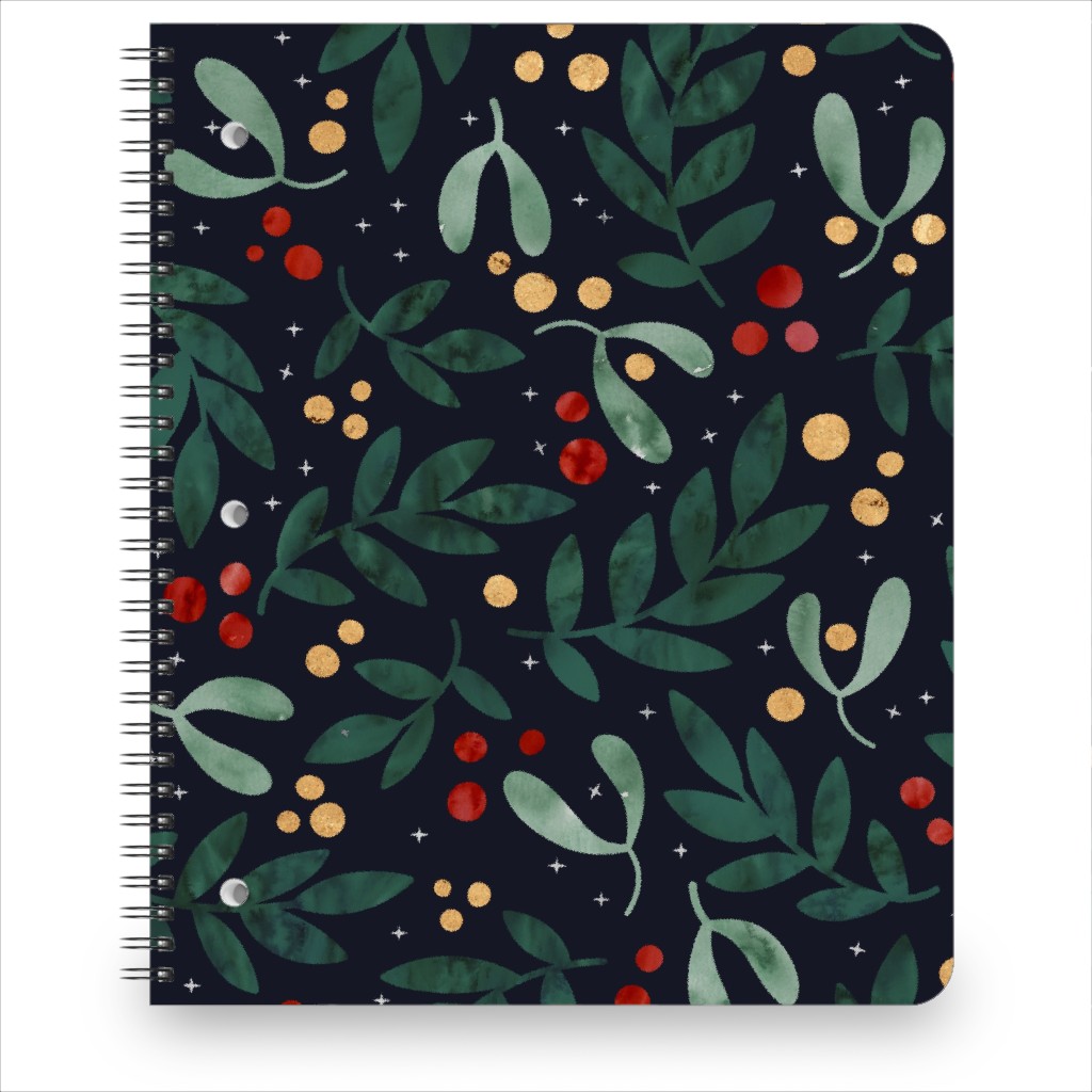 Christmas Berries - Dark Notebook, 8.5x11, Green, Classic Green