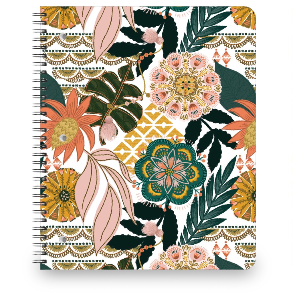 Boho Tropical - Floral - Multi Light Notebook, 8.5x11, Multicolor