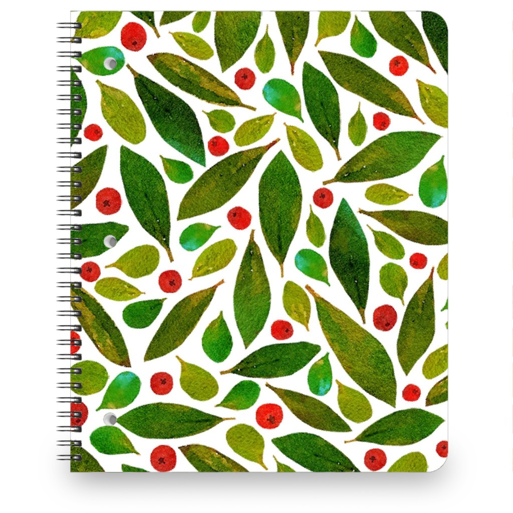 Holiday Greens and Berries Notebook, 8.5x11, Green, Classic Green
