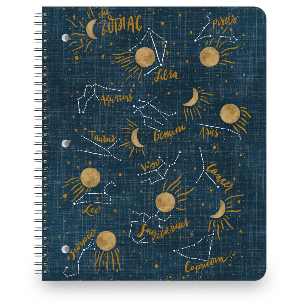 Moon Sparkle Zodiac - Navy Notebook, 8.5x11, Blue, True Blue