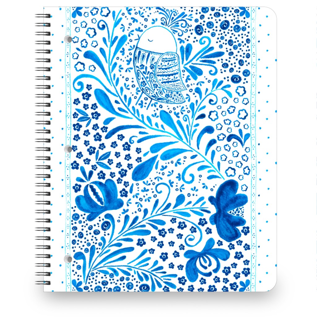 Hungarian Inspired Ceramic Painting - Blue Notebook, 8.5x11, Blue