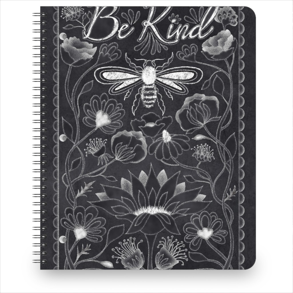 Be Kind Floral Notebook, 8.5x11, Black, Hunter