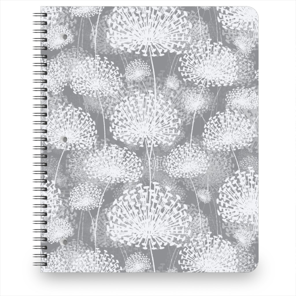 Dandelions Notebook, 8.5x11, Gray