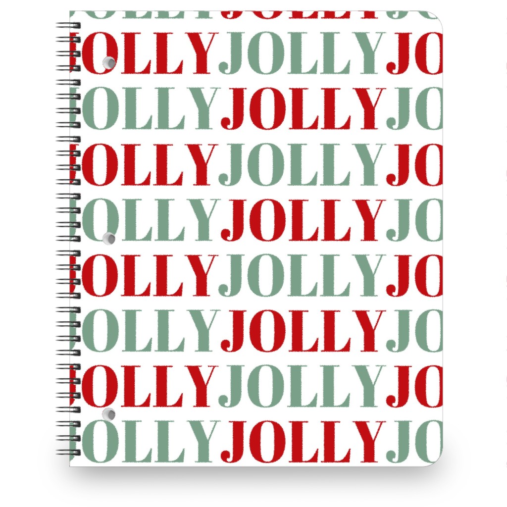 Jolly Print - Red and Green Notebook, 8.5x11, Red, Red