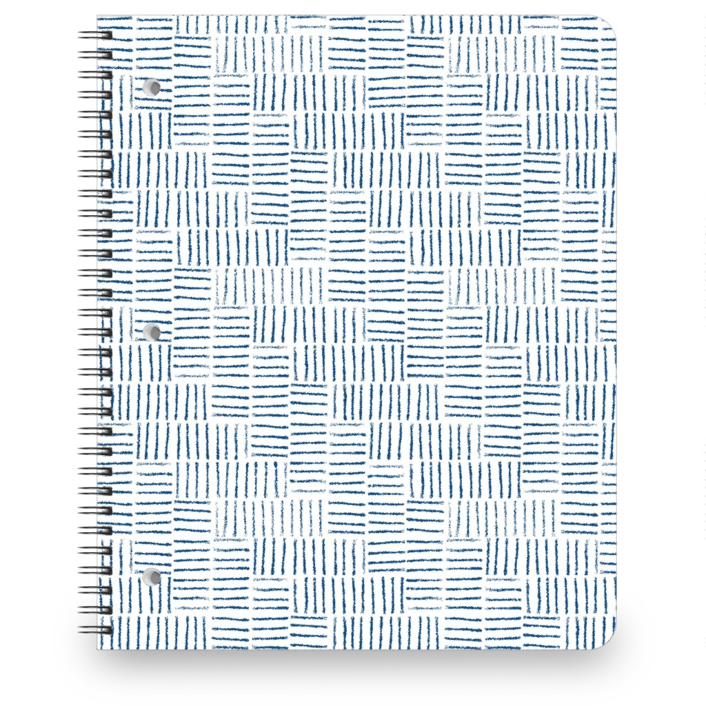 Herringbone String - White & Classic Blue Notebook, 8.5x11, Blue