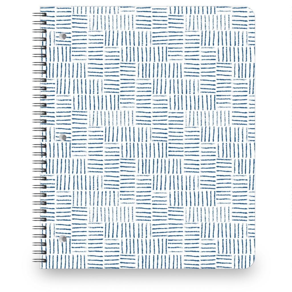 Herringbone String - White & Classic Blue Notebook, 8.5x11, Blue