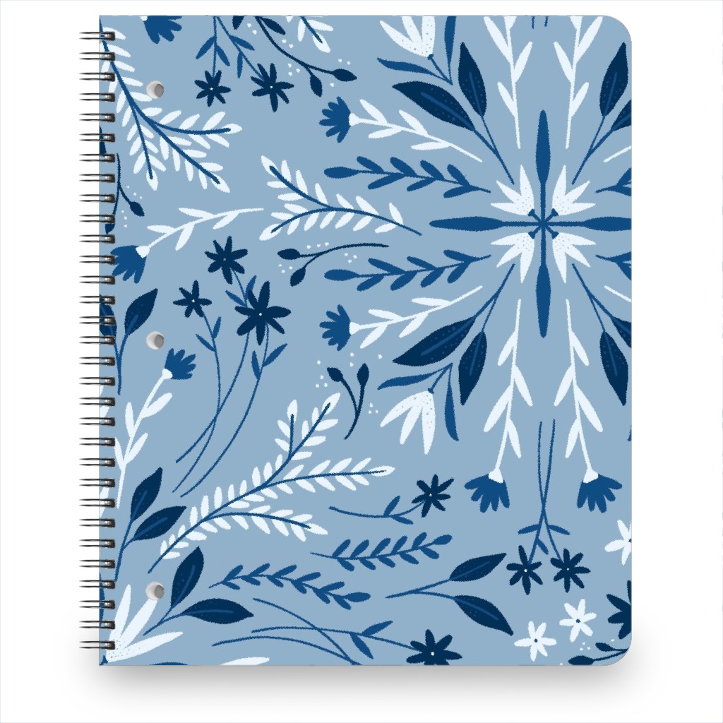 Dotty Floral - Blue Notebook, 8.5x11, Blue, True Blue