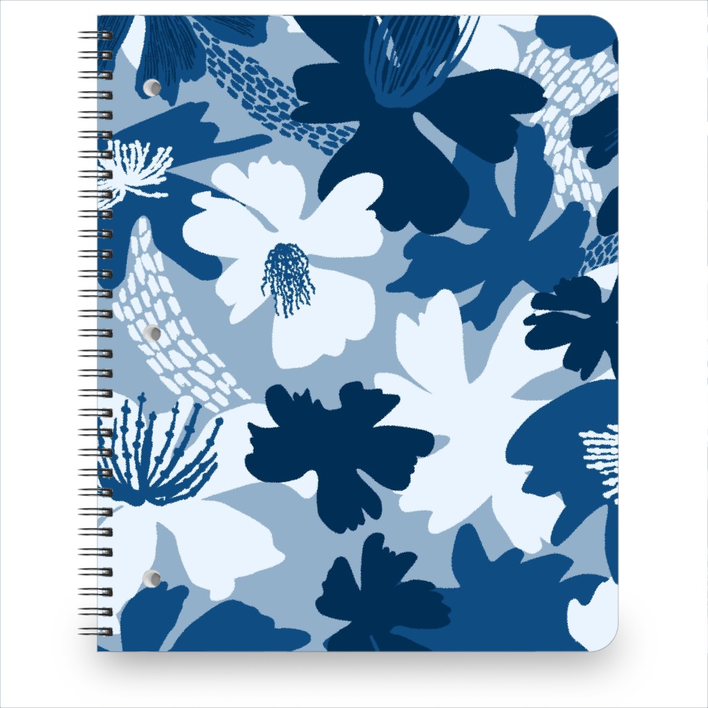 Barely Blue Floral Notebook, 8.5x11, Blue, True Blue