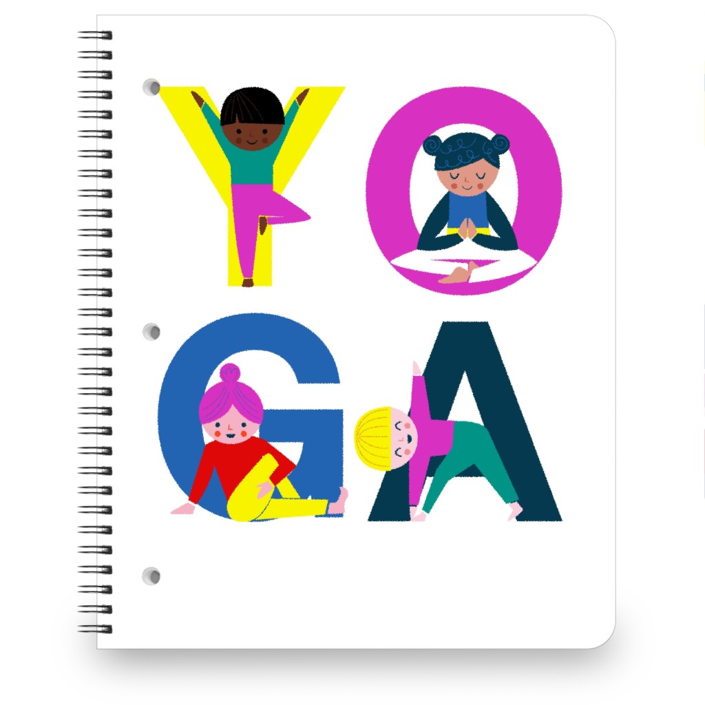 Yoga Kids - Multi on White Notebook, 8.5x11, Multicolor