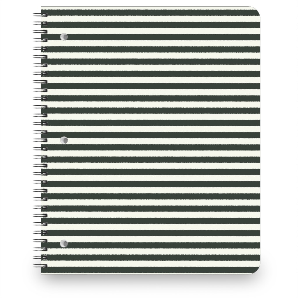 Stripe - Black and Cream Notebook, 8.5x11, Black, Black