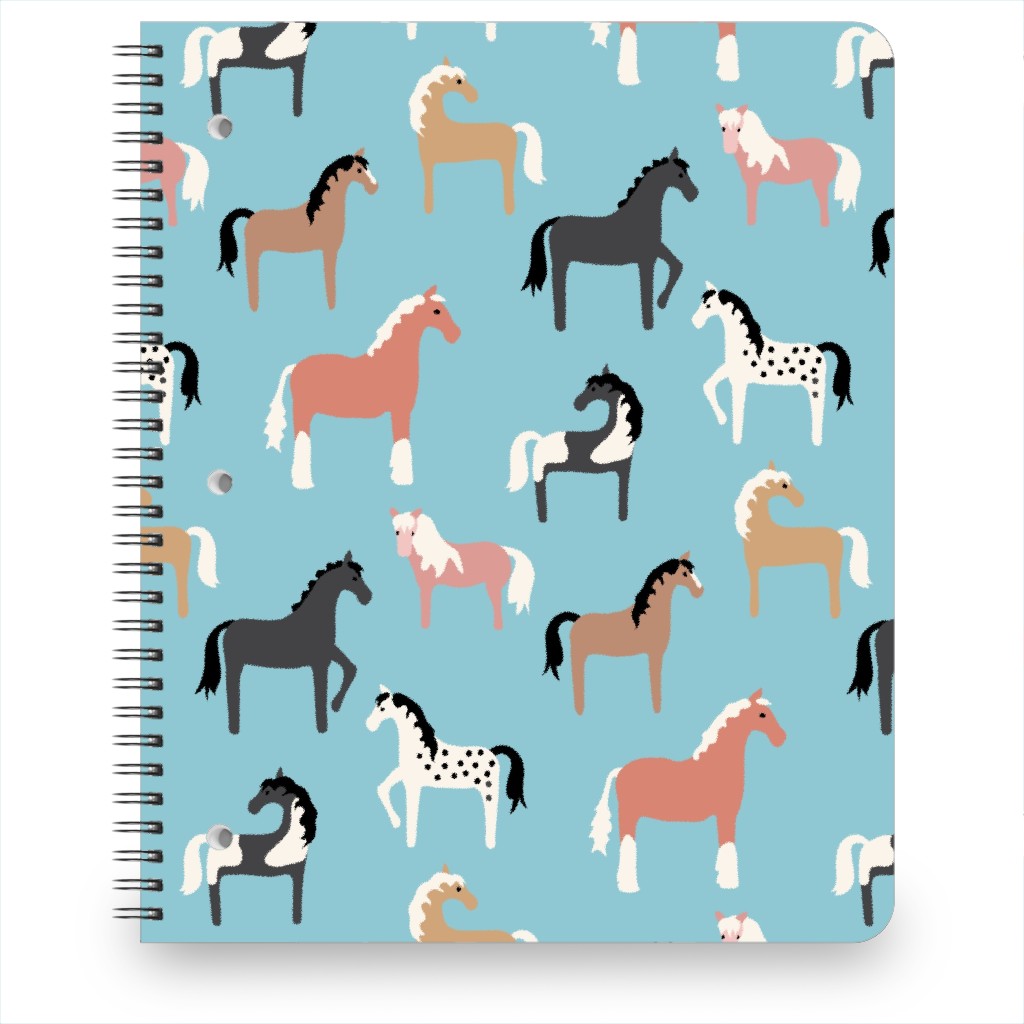 Horse Party Notebook, 8.5x11, Blue