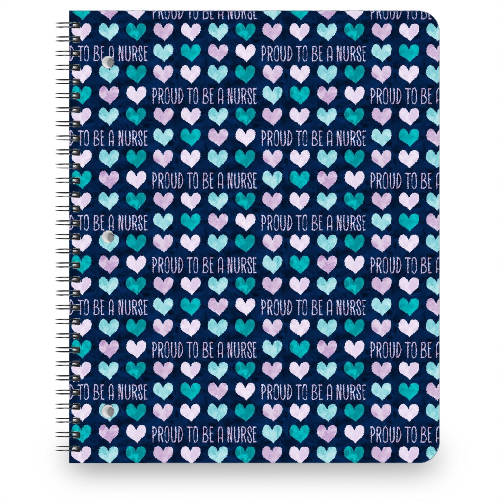 Proud To Be a Nurse - Purple/Teal on Navy Notebook, 8.5x11, Blue, True Blue