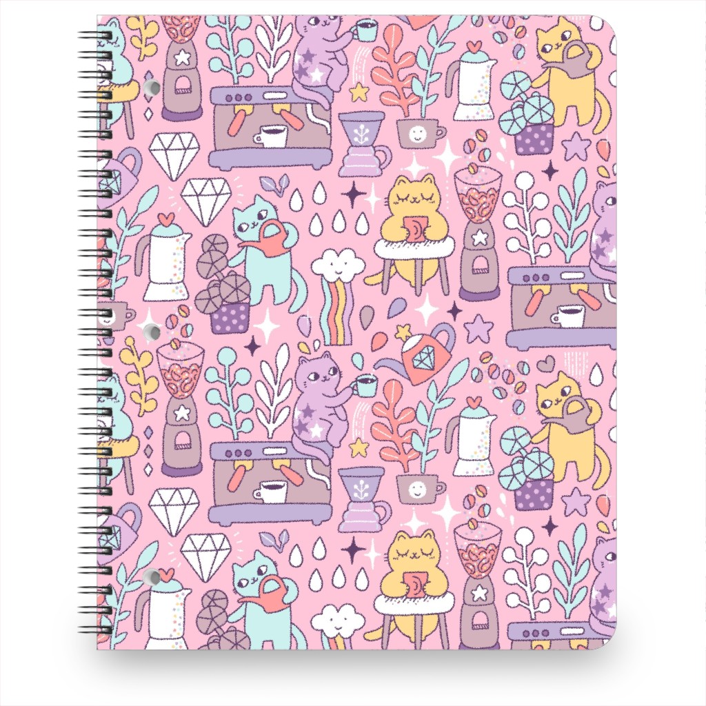 Cute Cats - Multicolor Pastel Notebook, 8.5x11, Pink
