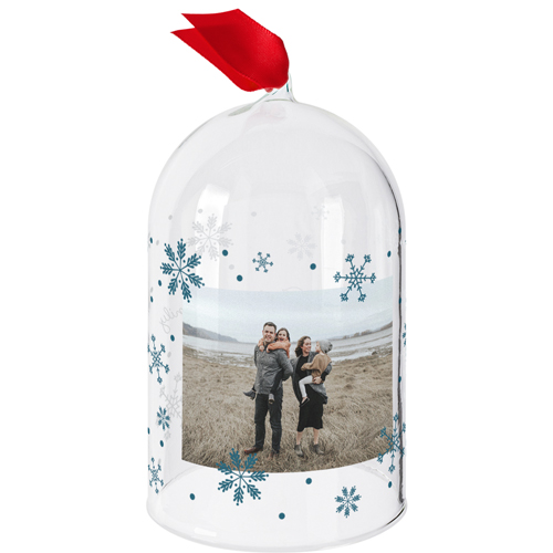 Family Snowflakes Glass Cloche Ornament, White, Cloche, white