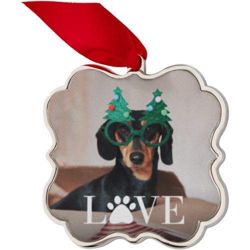 Love Paw Keepsake Ornament, None, None, White, Scalloped