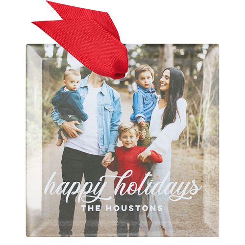 Classic Celebration Glass Ornament, Gray, Square