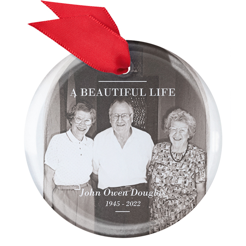 Beautiful Life Glass Ornament, White, Circle, white