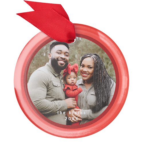 Modern Frame Glass Ornament, Red, Circle, firecracker