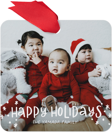 Playful Holidays Metal Ornament, White, Square, white