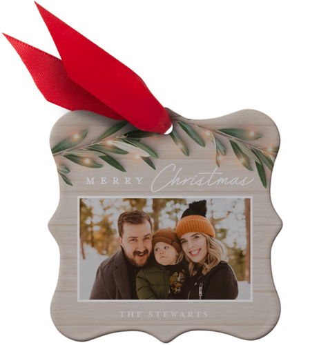 Twinkling Branches Metal Ornament, Beige, Square Bracket
