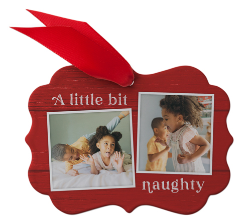 Naughty And Nice Metal Ornament, Red, Rectangle Bracket
