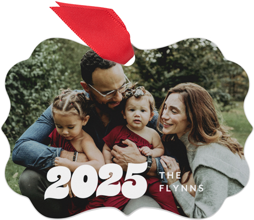 Retro Year Metal Ornament, White, Rectangle Bracket, white